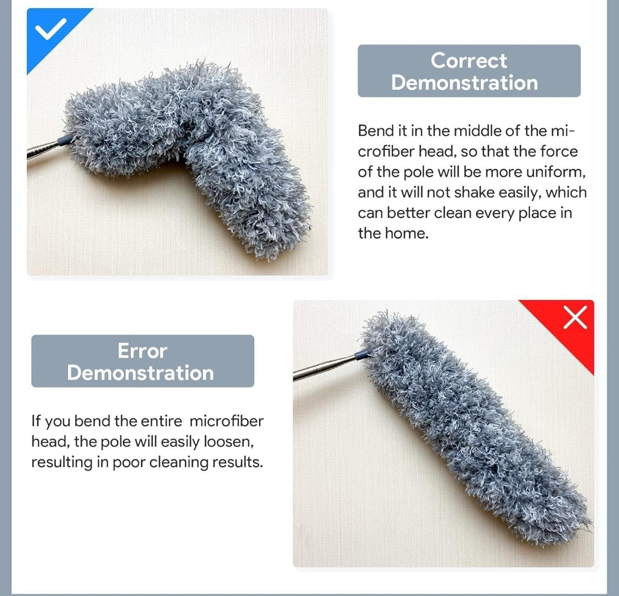 Microfiber Dusters For Cleaning  With 100 Inches Extendable Handle Pole