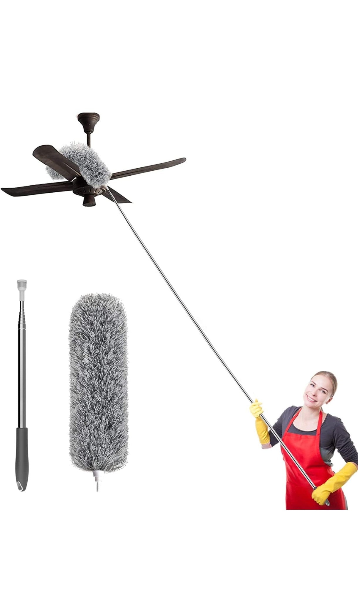 Microfiber Dusters For Cleaning  With 100 Inches Extendable Handle Pole