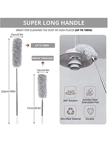 Microfiber Dusters For Cleaning  With 100 Inches Extendable Handle Pole